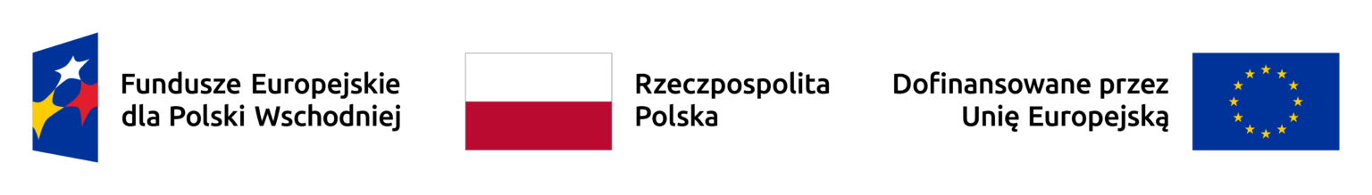 Logotypy: Fundusze Europejskie, Rzeczpospolita Polska i Unia Europejska
